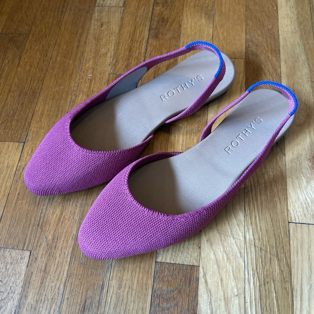 Rothy's Fuchsia and Blue Slingback Flats